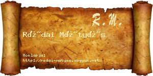 Rédai Mátyás névjegykártya